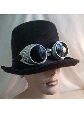 Black Top Hat Goggles Steampunk Victorian Costume 1800s